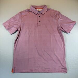 MAELREG Mens Large Performance Polo Shirt Red Navy Houndstooth Golf Short Sleeve